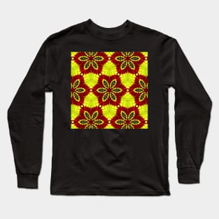 Red Yellow Chysanthemum Pattern Number 9 Long Sleeve T-Shirt